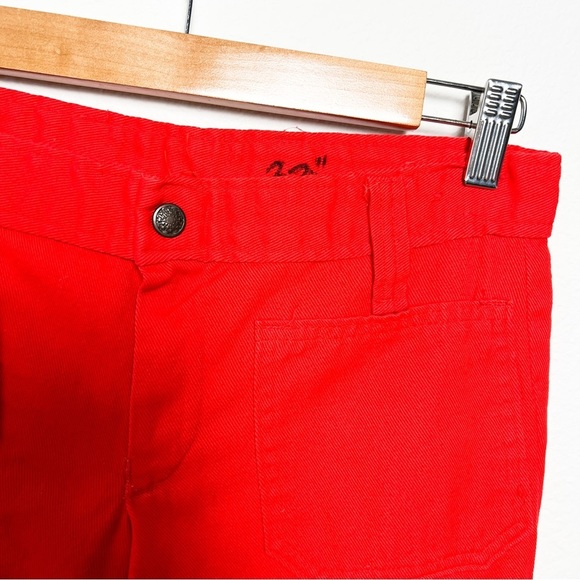 Vintage 70s red denim low rise wide leg flare disco retro bell bottom jeans 30 - Picture 5 of 10